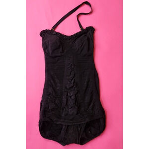 Vintage 1940’s 50s Catalina Black Ruched One Piece Bathing Swim Suit Small Retro
